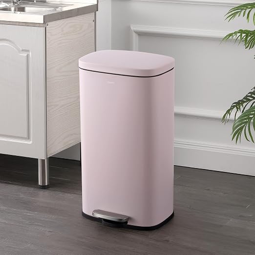 happimess Curtis 8 Gal Step Trash Can Soft Close 25", Blush Pink