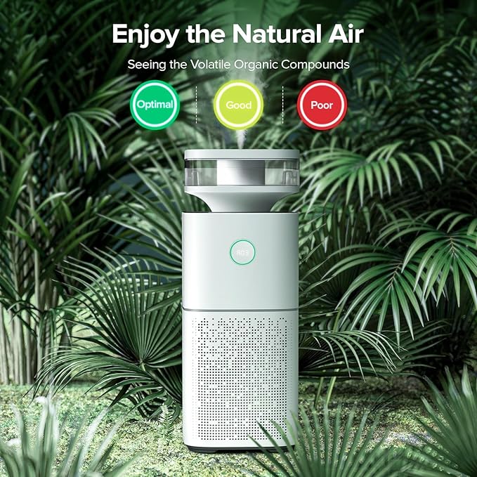 Air Purifier and Humidifier 2 in 1,H13 HEPA Filter,4-Level Humidification & Negative Ion Generator,Sleep Mode,Remove Dust Smoke Pollen Odor for Home Bedroom Office,Up to 2676 Ft²