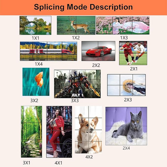 4K Seamless Splicing TV Wall Processor - HDMI & DVI Input, 1080P HDMI Video Image Processor with RS232, Support 180Rotate, 1x2 to 3x3 Configurations