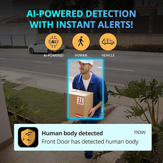 Defender AI Powered 4K Guard Pro 8MP WiFi 6/Bluetooth, Plug-in Power Wireless Security Camera Outdoor - Camera for Home Security with Smart AI Human Detection, Two-Way Talk, Works w/Guard App