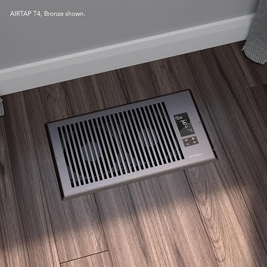 AC Infinity AIRTAP T6, Bronze Register Booster Fan for 6”x10” Openings | LCD Temperature Controller, Bluetooth, Quiet 10-Speeds