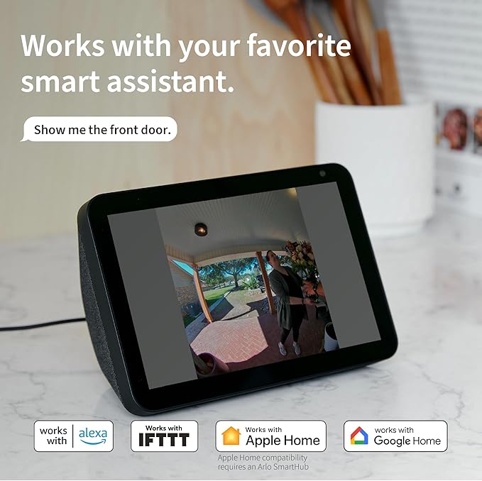 Arlo Video Doorbell 2K + Chime 2 (2nd Gen, Latest Release), Wireless or Wired Option, 2-Way Audio, Night Vision, H (Renewed)