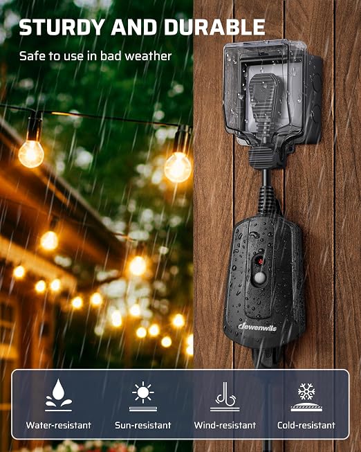 DEWENWILS Outdoor Wireless Remote Control Outlet Kit, Waterproof Electrical Plug for Indoor Outdoor Lights, Separately Controlled 3 Pack Receivers, 100 Feet RF Signal, UL Listed