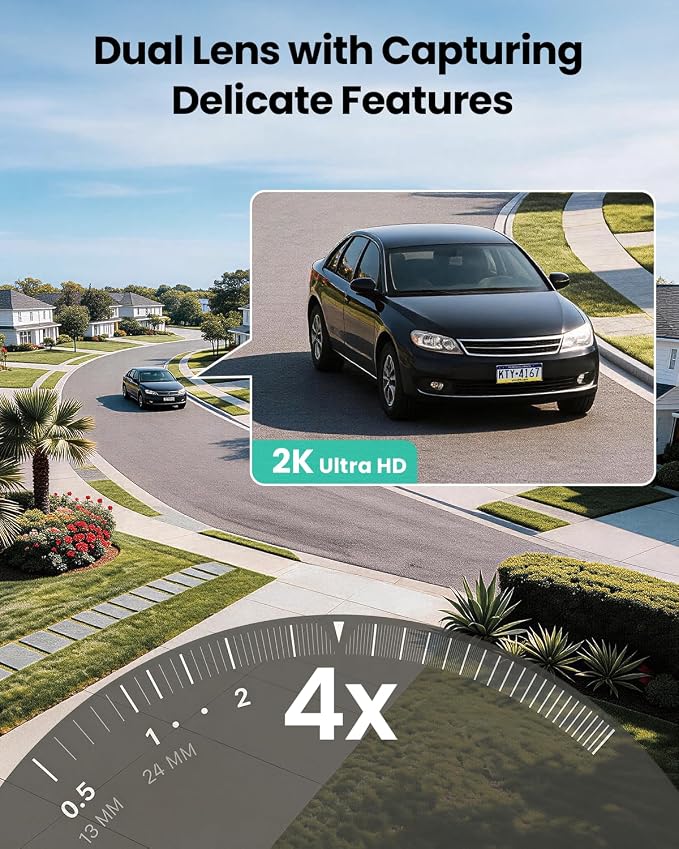LIWAN Solar Camera Outdoor Wireless, Dual Lens, 2.4GHz WiFi Security Camera