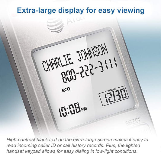 AT&T EL51103 DECT 6.0 Cordless Phone, Full-Duplex Speakerphone, Extra-Large Backlit Display & Lighted Keypad, Caller ID/Call Waiting, Eco Mode