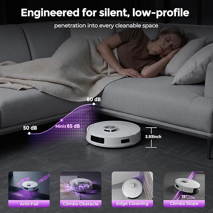 Robot Vacuum and Mop Combo, Robot Vacuum Cleaner with Bagless Self Emptying Station, 18000Pa Suction, LiDAR Navigation, ideal for Pet Hair, Carpet & Hard Floor, Compatible with App/Alexa/Voice Control
