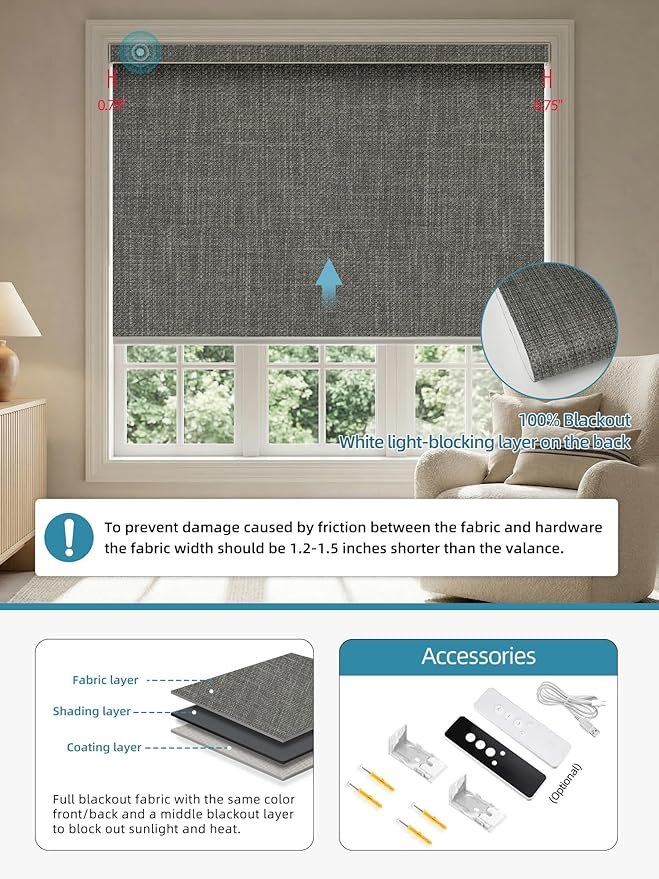 SmartWings Motorized Smart Blinds with Remote, Custom Automatic 100% Blackout Roller Shade Compatible with Alexa/Homekit/Google, Electric Smart Blinds for Indoor Windows, Vigor Dove