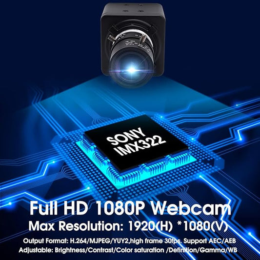 SVPRO 1080P USB Camera with Zoom 2.8-12mm Varifocal Lens,Manual Focus, IMX323 Sensor,Low Light Zoom Webcam UVC USB Plug and Play External Computer Camera for PC,Laptop, Support H.264