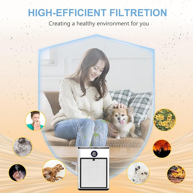 AP303 AP304 Replacement Filters, Compatible with DAYETTE & FRESHDEW Air Purifier AP303/AP304, H14 HEPA Filter with Activated Carbon, 4 Pack (Original Filter)