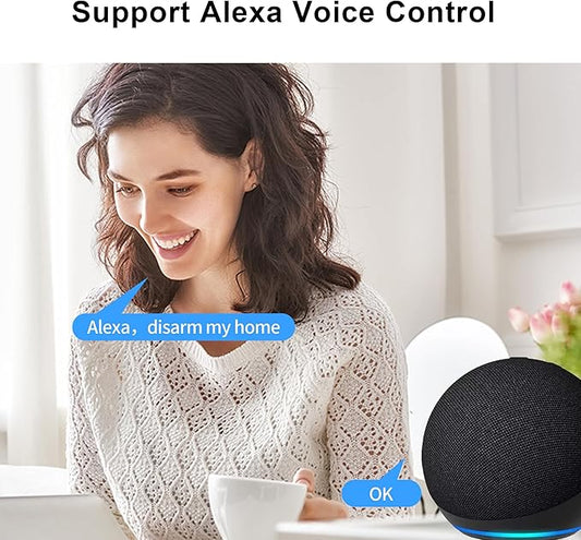 2G WiFi Alarm System, Compatible with Google Home and Alexa Wireless Security System, Motion Detector, Anti-Theft Kit with Siren, Sensor Ports Protect Your Office (Smart Life & Tuya)