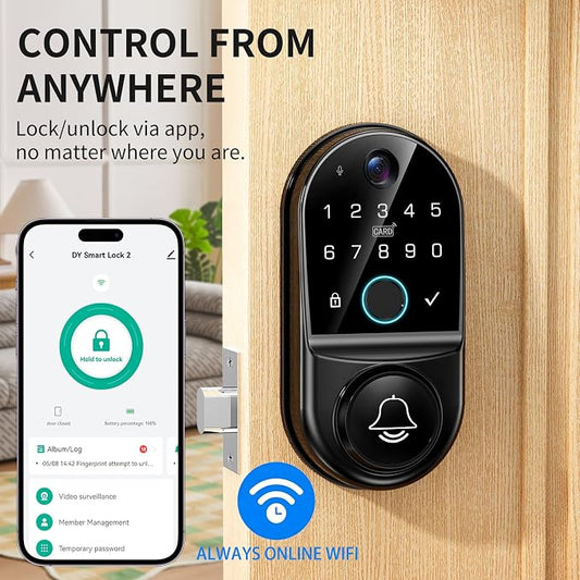 Smart Door Lock for Front Door: WiFi & Camera with 1080p HD Night Vision | Two Way Audio App Remote Control And Fingerprint Unlock Help Homeowners Manage Visitors Deliveries And Family Access Securely