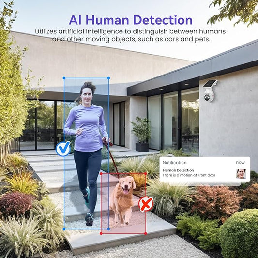 1080P Solar Security Cameras Wireless Outdoor, 360° View Pan/Tilt, Color Night Vision, Easy to Install, Real-Time Alerts, 2-Way Audio, Cloud Storage (Sold Separately), 2.4Ghz Wi-Fi Only