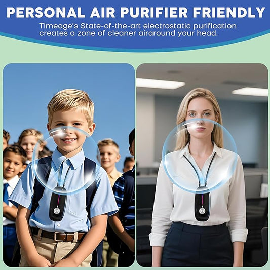 Portable Air Purifier,Personal Air Purifier Necklace, Wearable Mini Air Ionizer Eliminates Pm2.5, Allergy Pollen,Smoke,Dust for Outdoor,Travel(Black)