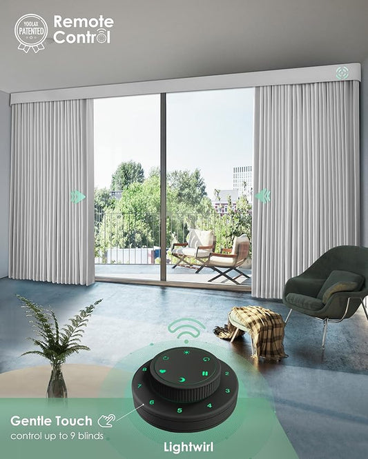 Yoolax Motorized Curtains with Remote, Blackout Curtains with Voice Control, Smart Shades for Living Room, Bedroom, Compatible with Alexa Google Home, APP Control, Custom Size, Light Grey