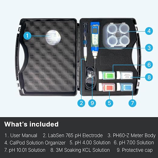 Apera Instruments PH60Z-MT Smart Handheld pH Meter Tester Kit for Raw or Frozen Meats with LabSen 765 pH/Temp. Blade Spear Electrode