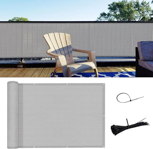 SUNNY GUARD 3.3'x19.7' Balcony Privacy Screen Fence, Apartments Railing Screen, Heavy Duty Wind Screen for Outdoor,Backyard,Patio,Deck Privacy(Light Grey)