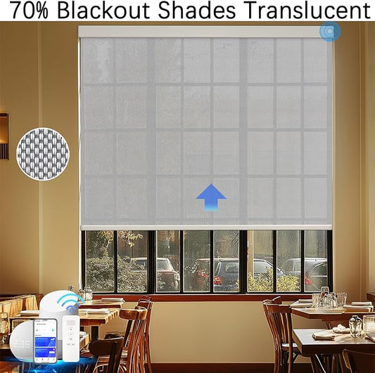 Motorized Blinds with Remote Cordless Automatic Motorized Shades Custom Blinds for Windows Smart Curtains Compatible with Alexa Google Home(3% Solar Grey,W40 x H72in)
