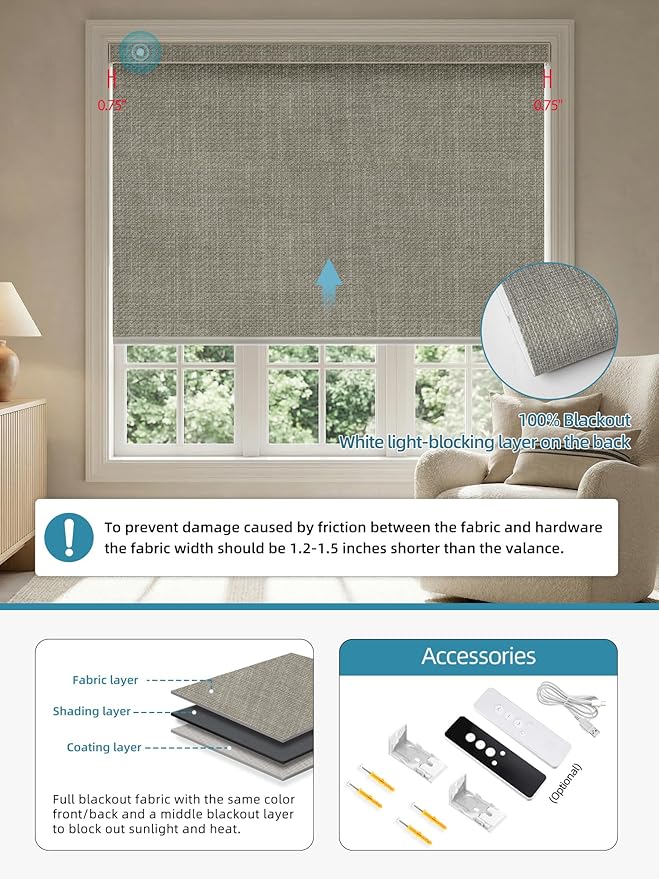 SmartWings Motorized Smart Blinds with Remote, Custom Automatic 100% Blackout Roller Shade Compatible with Alexa/Homekit/Google, Electric Smart Blinds for Indoor Windows, Vigor Sage