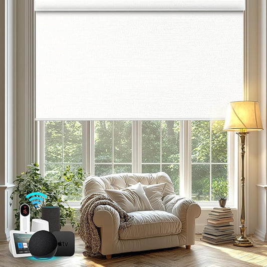 Bringnox Motorized Blinds with Remote,100% Blackout Smart Roller Blinds Compatible with Apple Homekit Google Home and Alexa Via HUB,and Customized