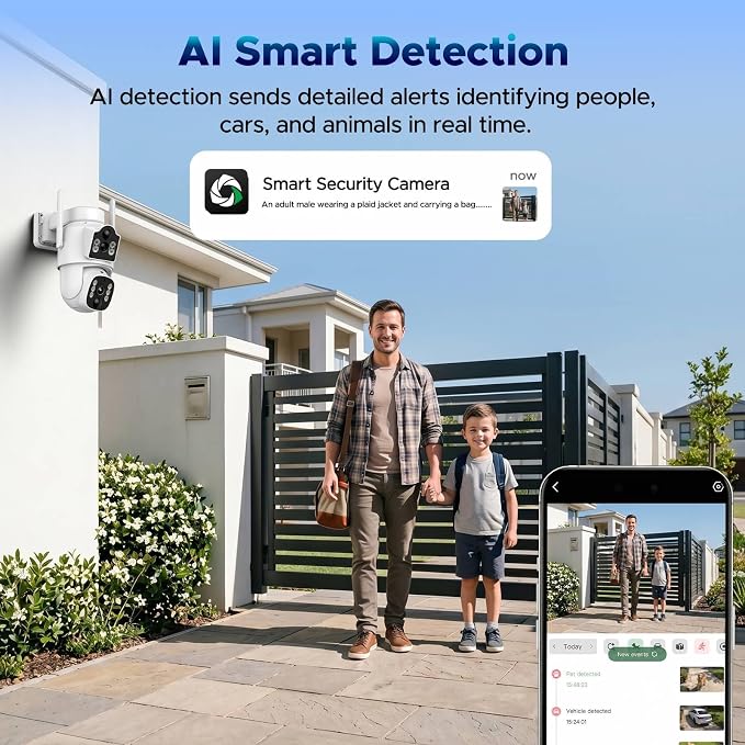 VOOPEAK 4G LTE Cellular Security Camera, Dual Lens 360° PTZ Auto Tracking