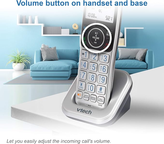 VTech VS112-3 DECT 6.0 Bluetooth 3 Handset Cordless Phone for Home with Answering Machine, Call Blocking, Caller ID, Intercom and Connect to Cell (Silver & Black)