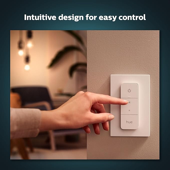 Philips Hue Smart 100W PAR38 LED Bulb & Smart Dimmer Switch with Remote, White - 1 Pack - Turns Hue Lights On, Off, Dims or Brightens