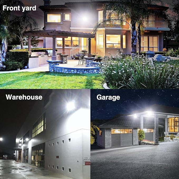 Onforu 40W Flood Lights Outdoor,4000lm Bright LED Work Light with Plug,Daylight White LED Flood Lighting, IP66 Waterproof Security Yard Lights for Garage Stadium 2 Pack