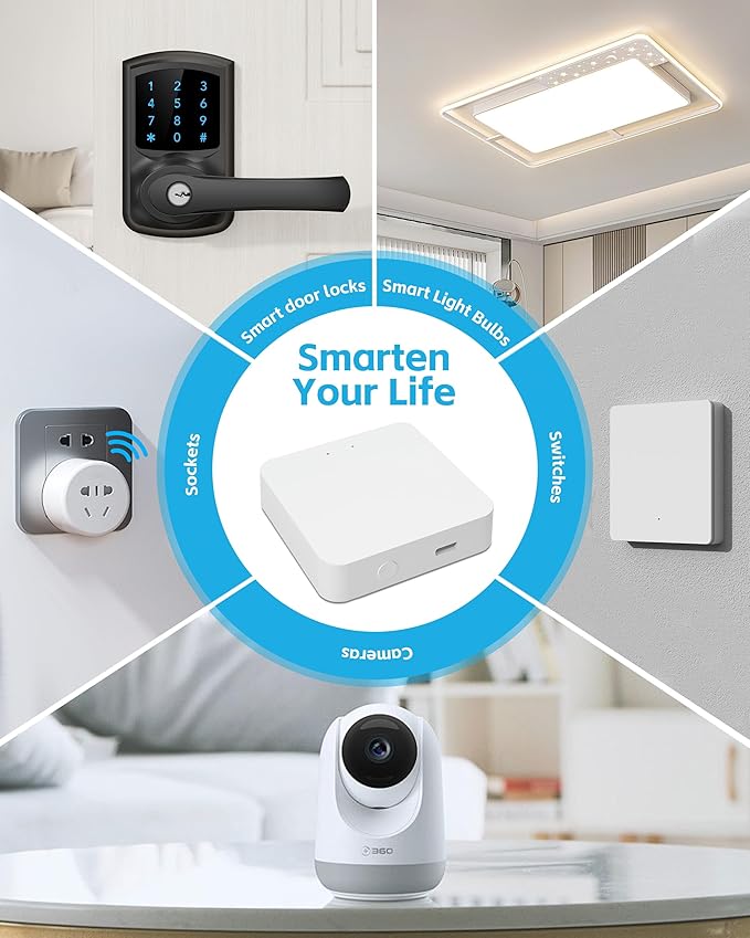 Hidalife Bluetooth Gateway for Smart Door Lock, WiFi Gateway for Smart Life, Tuya/SmartLife App to Remotely Control, Voice Control Compatible with Alexa & Google Assistant,Only Support 2.4G WiFi
