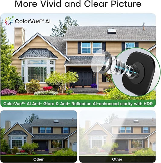 3MP 2K Window Camera for Home Security, 5Ghz & 2.4Ghz WiFi Human Detection Alert, AI Full Color Night Vision with Anti-Glare No Reflection 24/7 Recording, Easy Magnetic Mount for House/Apartment