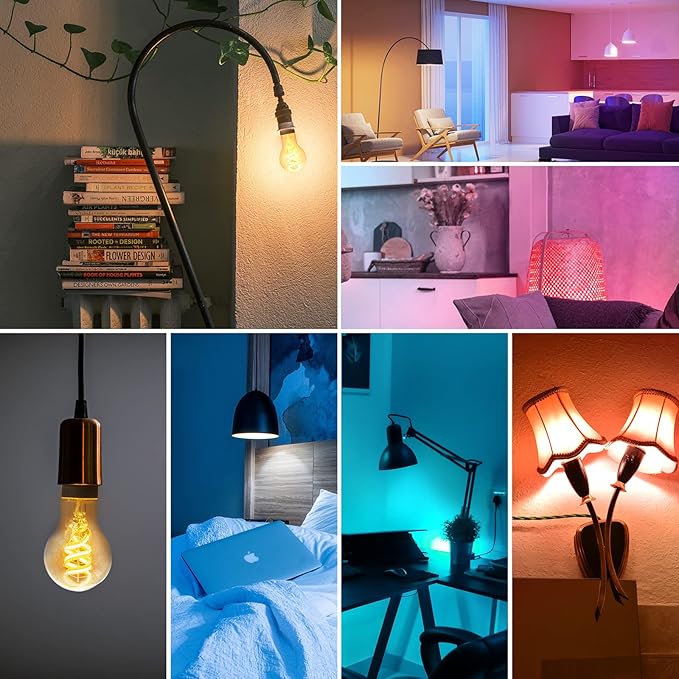 DiCUNO Smart Edison Bulb A19, Color Changing WiFi Smart Light Bulb, Vinatge A60 Filament Bulb Compatible with Alexa & Google, Dimmable with App, 50 Watt Equivalent 450LM, No Hub Required, 1 Pack