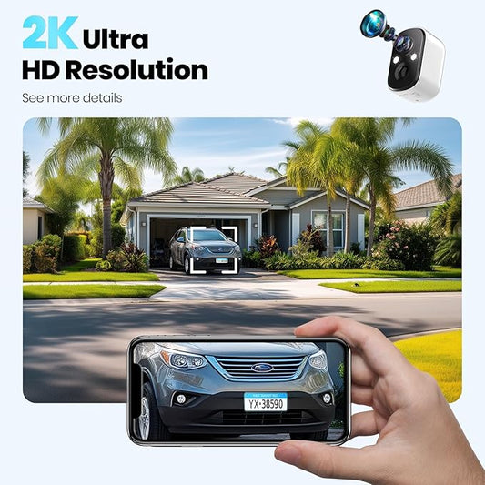 Techage Security Cameras Wireless Outdoor, 2K Battery Powered WiFi Cameras for Home Security with AI Motion Detection, Color Night Vision, 2-Way Talk, IP66 Waterproof, Cloud/SD Storage 4 Pack