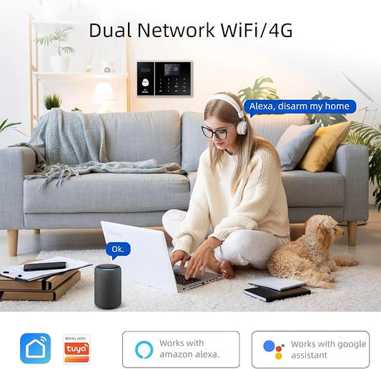 XUK 4G/GSM/Wi-Fi Alarm System for Home Security, 13-Piece Kit | Works with Alexa & Google Home | SOS button | Door & PIR motion sensors | For houses & apartments