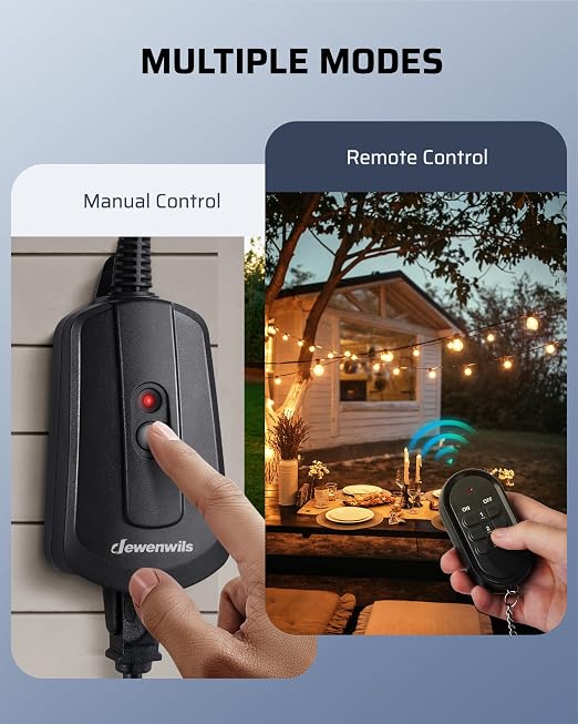 DEWENWILS Outdoor Wireless Remote Control Outlet Kit, Waterproof Electrical Plug for Indoor Outdoor Lights, Separately Controlled 3 Pack Receivers, 100 Feet RF Signal, UL Listed