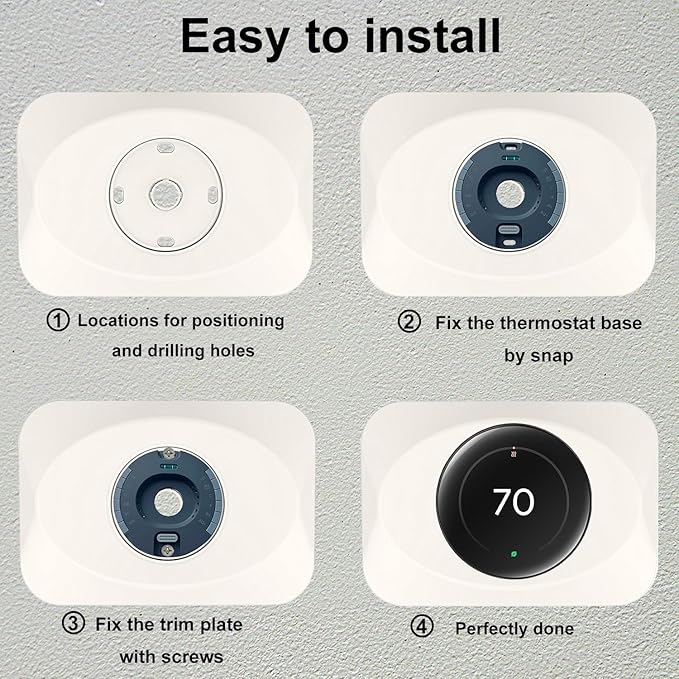 Wall Plate Cover Compatible with Google Nest Learning Thermostat (4th Gen), Practical Trim Kit for Nest Learning Thermostat 4, Snap fit Design, Snap fit Design (Biege, 1 Pack)