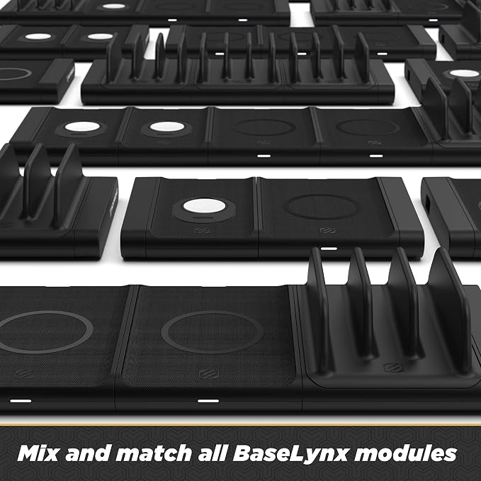 Scosche BLKIT5-SP0 BaseLynx Qi-Certified Modular Customizable Wireless Charging Station Compatible with All Qi, Power Delivery 3.0, Standard USB-C & USB-A Devices