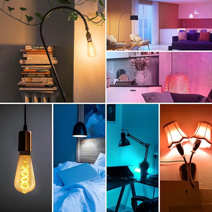 DiCUNO Smart Edison Bulb ST19, Color Changing WiFi Smart Light Bulb, 2700K-6500K Tunable via App, ST58 Edison Bulb, Compatible with Alexa & Google Home, 5W (50 Watt Equivalent), 500lm, 1-Pack