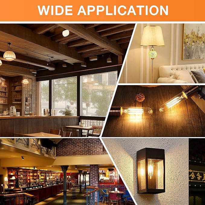 ToBeGreat T30 Light Bulbs Dimmable Filament Bulb 6 Watt Equivalent 60W Bulb E26 Tubular Bulbs T10 Edison LED Warm White 2700K,Desk Lamp,Kitchen Cafes Restaurants Bedbroom Bathroom,6 Pack