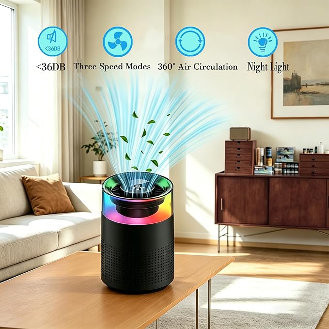 Epoxy Resin Air Purifier with H13 True HEPA Filter, Element Purifier, Night Light Mode, Air Filtration System for Resin Molding & Casting, Portable Epoxy Tools Accessories Supplies