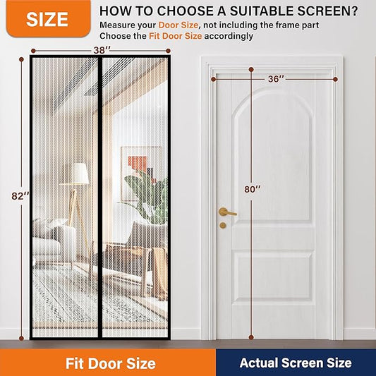 Magnetic Screen Door,Screen Door Mesh,Keep Bugs Out, Heavy-Duty Mesh Curtain,Pet and Kid Friendly, Works with Front Doors, Sliding Doors