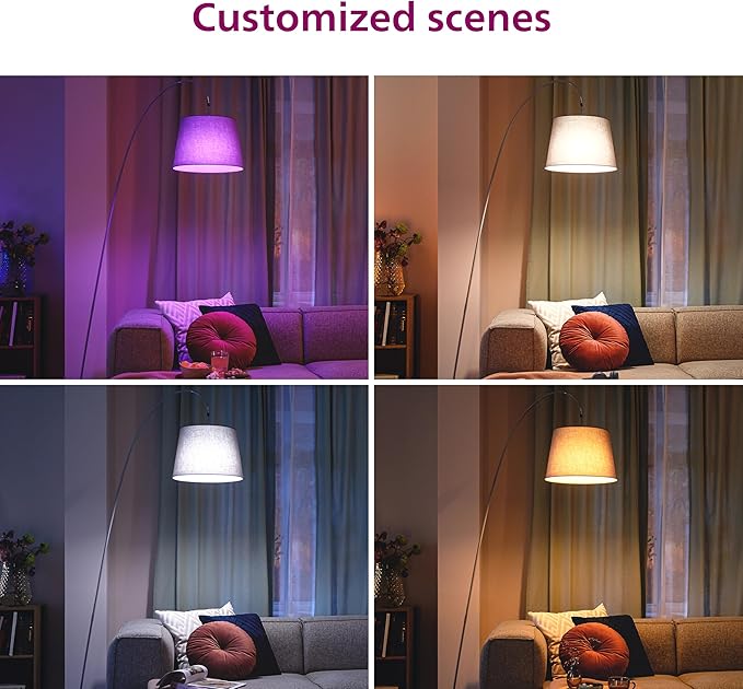 Philips Smart 100W A23 LED Light Bulbs 4-Pack - Connects to Your Wi-Fi - E26- Control with Voice or App + Activate with Motion - Matter Compatible