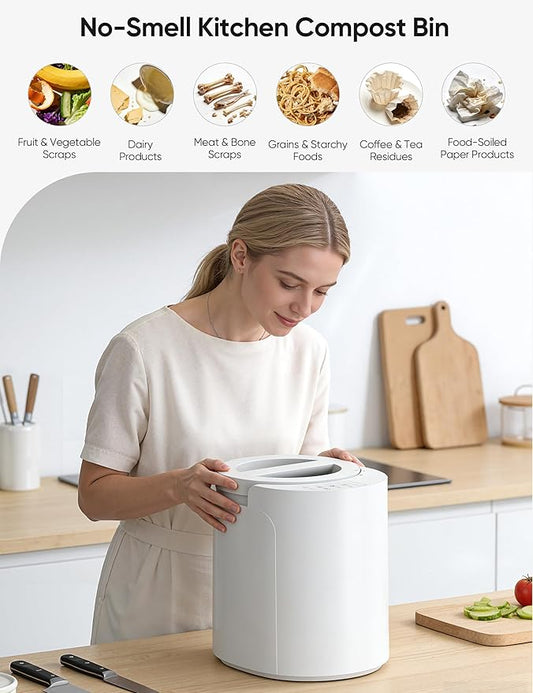 LUBBYGIM Electric Composter for Kitchen, 2.5L Smart Countertop Compost Bin, Auto-Cleaning & Odorless & Low Noise & Turn Food Waste into Fertilizer, Indoor Electric Food Waste Composter for Home Use