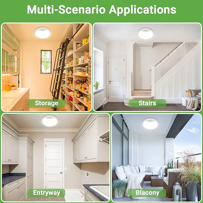 zemty 4Pack 12inch Motion Sensor Ceiling Lights Wired, 24W 2400lm 3CCT/3 Mode/30-120s Timer, Bright White LED Flush Mount Light Fixture Motion Activated for Closet Pantry Hallways Stairwells Garage