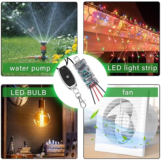 Mini Remote Control Switch,DC 5V/12V/24V/ 5A Relay Wireless ON/Off Switches with164ft Long Range,Micro RF Switch for Car,Motor,Lamps,LED Lights,Fans