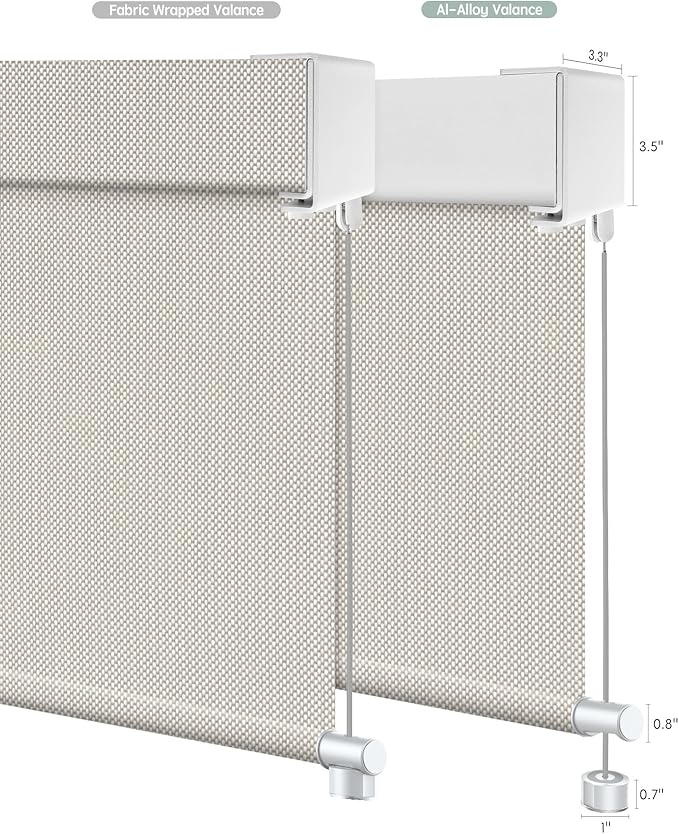 Yoolax Customized Motorized Outdoor Shades, Smart Blinds Compatible with Alexa Google, Remote Control Waterproof Blinds for Patio Porch Windows Outside (3% Openness Beige)