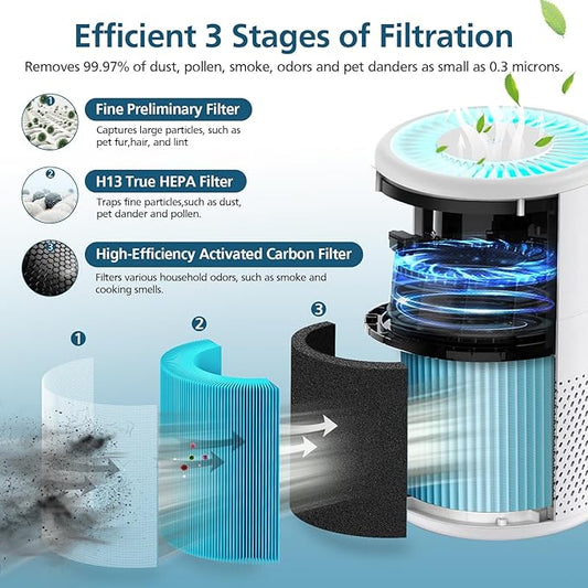 B-D02L/M05 Replacement Filter, Compatible with MOOKA B-D02L & M05 Air Purifier, for VEWIOR B-D02U, for KOIOS B-D02L, 2 Pack Smoke Filter,Blue