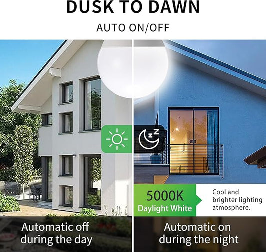 Qualilux Dusk to Dawn Light Bulbs, Auto On/Off Light Sensing LED Bulbs Outdoor, Daylight, Dimmable, 12W 1000LM 75W Equivalent, HQ-H029