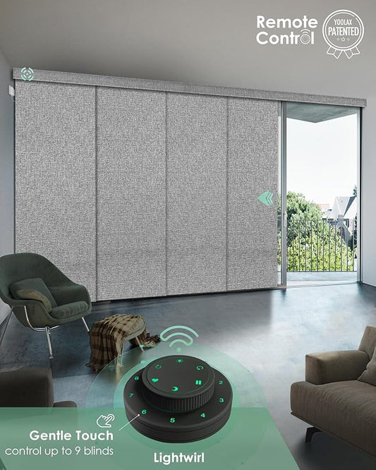 Yoolax Custom XL Smart Sliding Door Blinds, Motorized Sliding Panel Blinds Compatible with Alexa, Blackout Vertical Blinds for Glass Doors, Patio Doors, Closet Doors, Canyon Grey