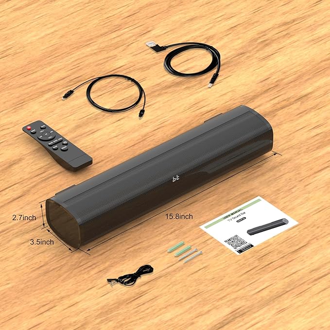 HDMI Sound Bar Smart TV, Home Theater Surround Sound Bars, TV Speakers Sounds Bar Bluetooth HDMI AUX OPT COAX USB Home Audio Surrounds Sounds System For PC Projector Game Movie/Music/News, Black
