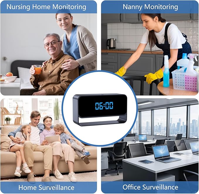 LIBREFLY Full HD 1080P WiFi Hidden Camera Clock – Wireless Spy Camera – Mini Nanny Cam for Home Security - Night Vision