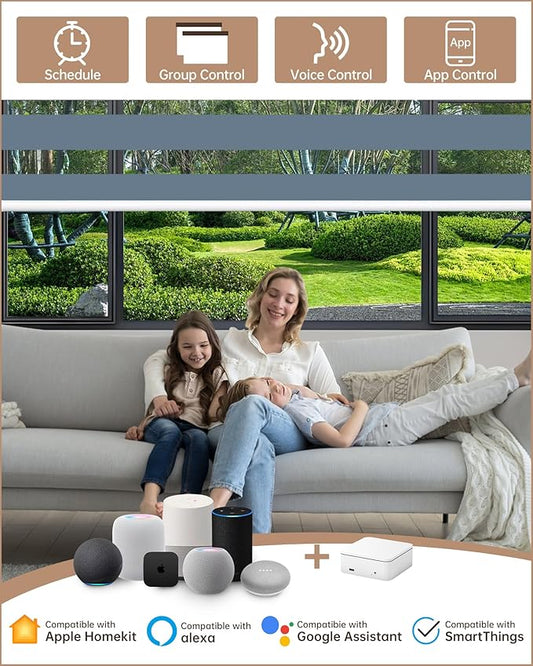 Kincmo Motorized Blinds with Remote, Motorized Zebra Shades Work with Apple Homekit,Alexa,Google Home, Customized Electric Blinds with Remote,App,Voice Control (95% Blackout Gabriel Blue)